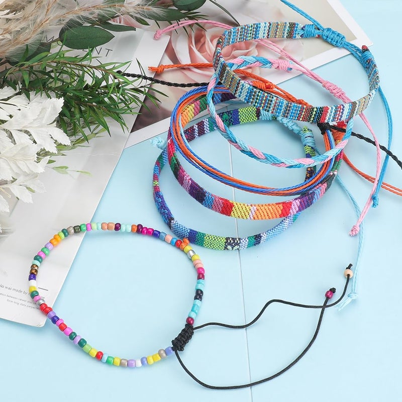 Mannikesi Beach Bracelet Set for Men and Women, Surfer Men Bracelet, Braided Boho Summer Bracelets Adjustable Men's Bracelet Handmade Women Bracelet String Rope Ankle Bracelets Birthday Gift - Image 5